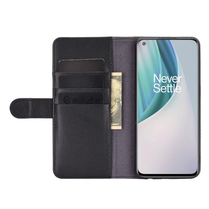 Cover Folio-hoesje OnePlus Nord N10 Bruin Zwart Telefoonhoesje Echt Leer