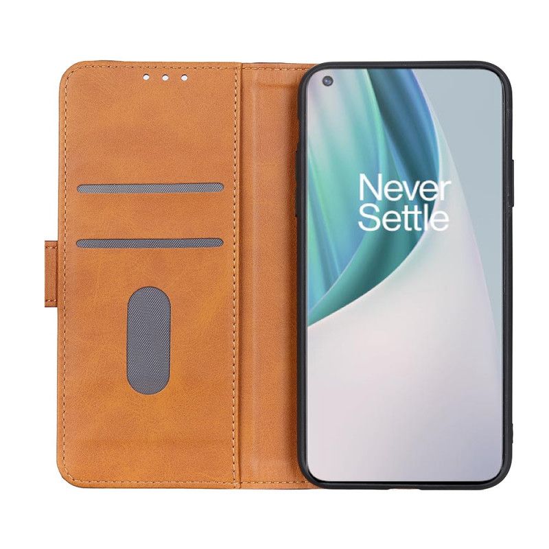 Cover Folio-hoesje OnePlus Nord N10 Rood Zwart Telefoonhoesje Naden In Lychee-Leereffect