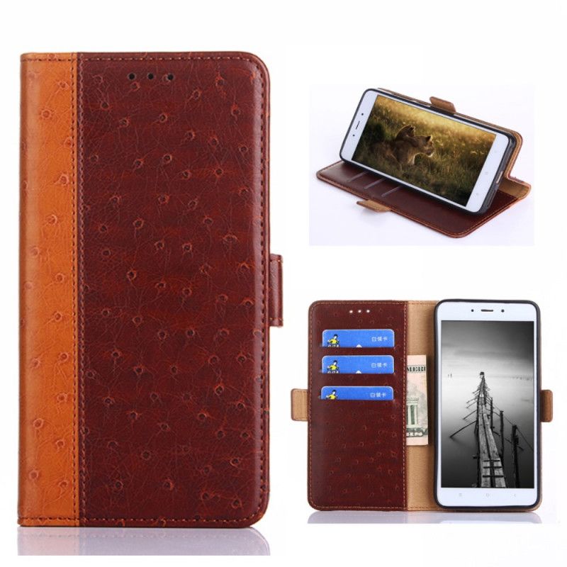 Cover Folio-hoesje OnePlus Nord N10 Rood Zwart Telefoonhoesje Tweekleurige Struisvogelhuidtextuur