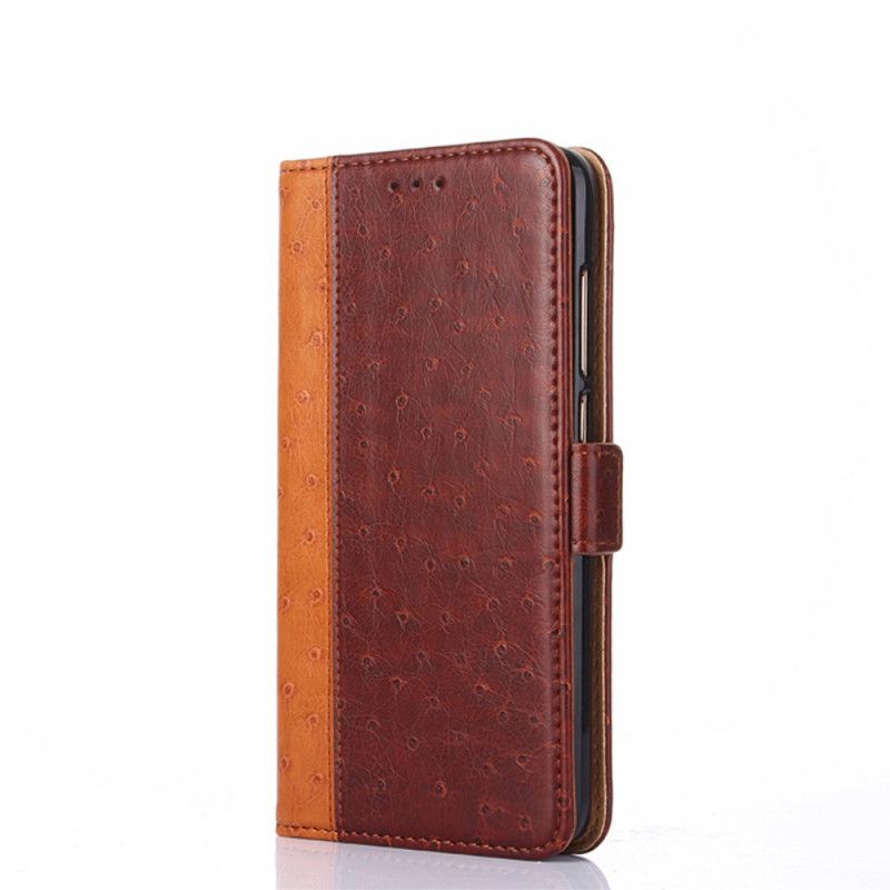 Cover Folio-hoesje OnePlus Nord N10 Rood Zwart Telefoonhoesje Tweekleurige Struisvogelhuidtextuur