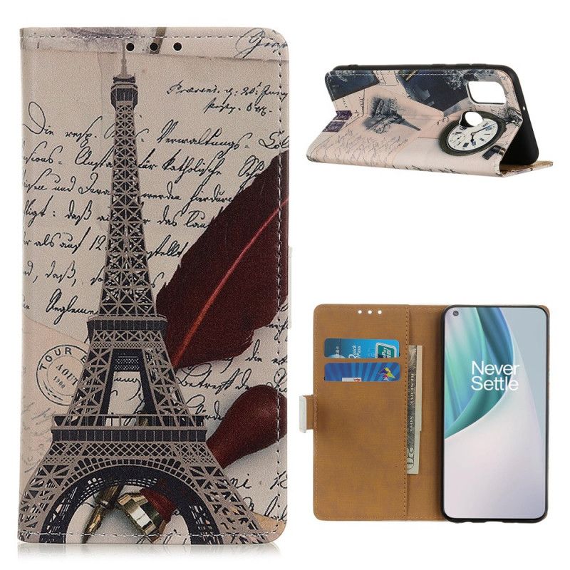 Cover Folio-hoesje OnePlus Nord N10 Telefoonhoesje Eiffeltoren Van De Dichter