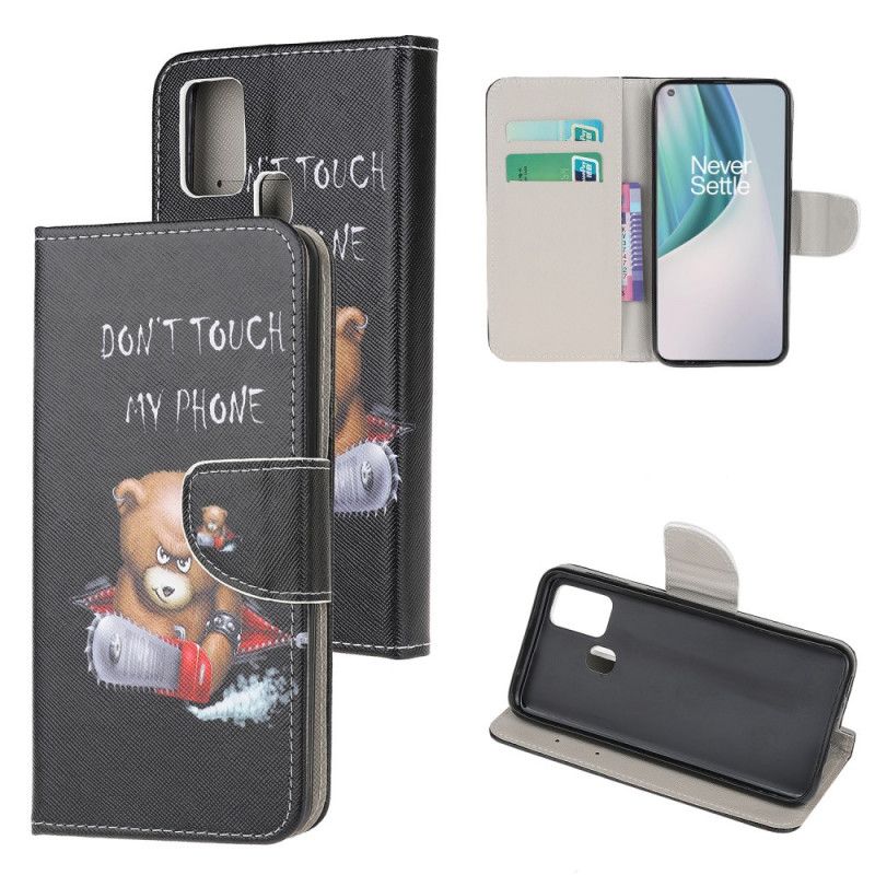 Cover Folio-hoesje OnePlus Nord N10 Telefoonhoesje Gevaarlijke Beer