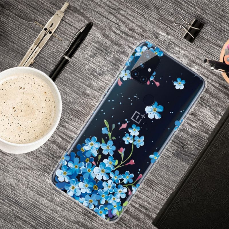 Cover Hoesje OnePlus Nord N10 Telefoonhoesje Blauwe Bloemen