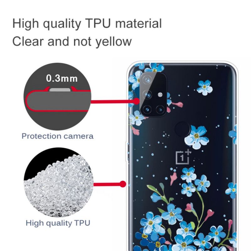 Cover Hoesje OnePlus Nord N10 Telefoonhoesje Blauwe Bloemen