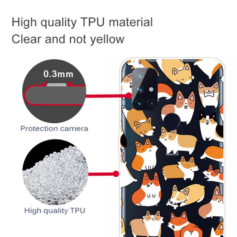 Cover Hoesje OnePlus Nord N10 Telefoonhoesje Transparant Meerdere Honden