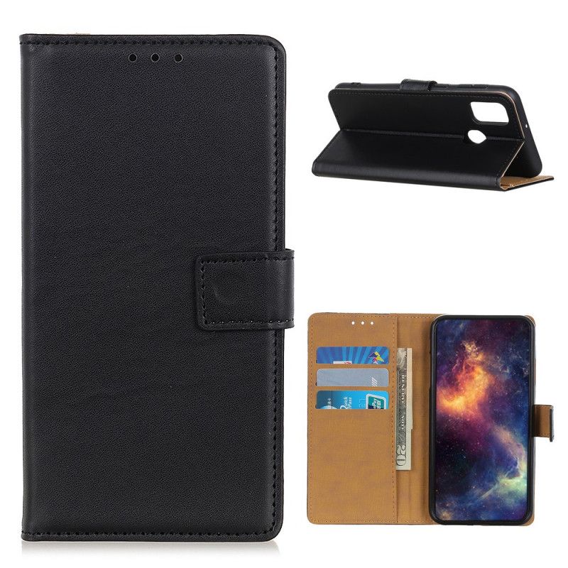 Flip Case Leren OnePlus Nord N10 Donkerblauw Zwart Eenvoudig Kunstleer