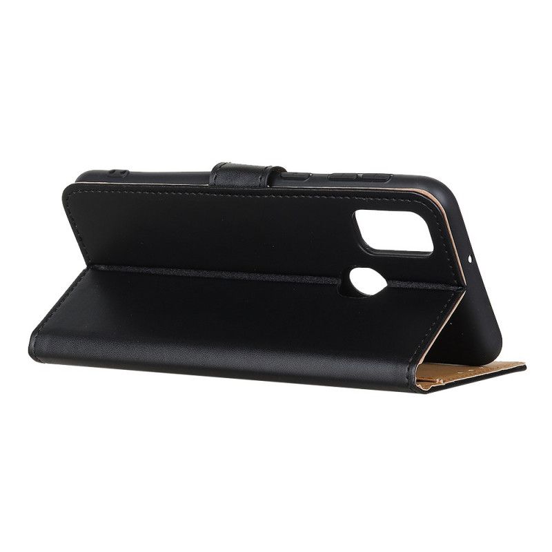 Flip Case Leren OnePlus Nord N10 Donkerblauw Zwart Eenvoudig Kunstleer
