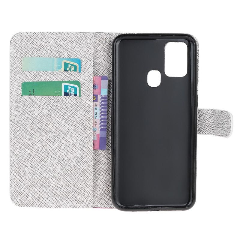 Flip Case Leren OnePlus Nord N10 Maanbloemen Met String