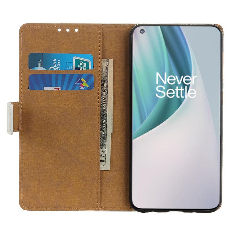 Flip Case Leren OnePlus Nord N10 Reizende Kat