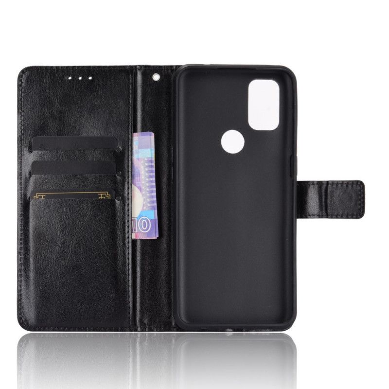 Flip Case Leren OnePlus Nord N10 Rood Zwart Flitsend Kunstleer
