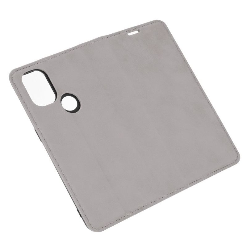 Folio-hoesje OnePlus Nord N10 Grijs Zwart Telefoonhoesje Zijdezacht Leereffect