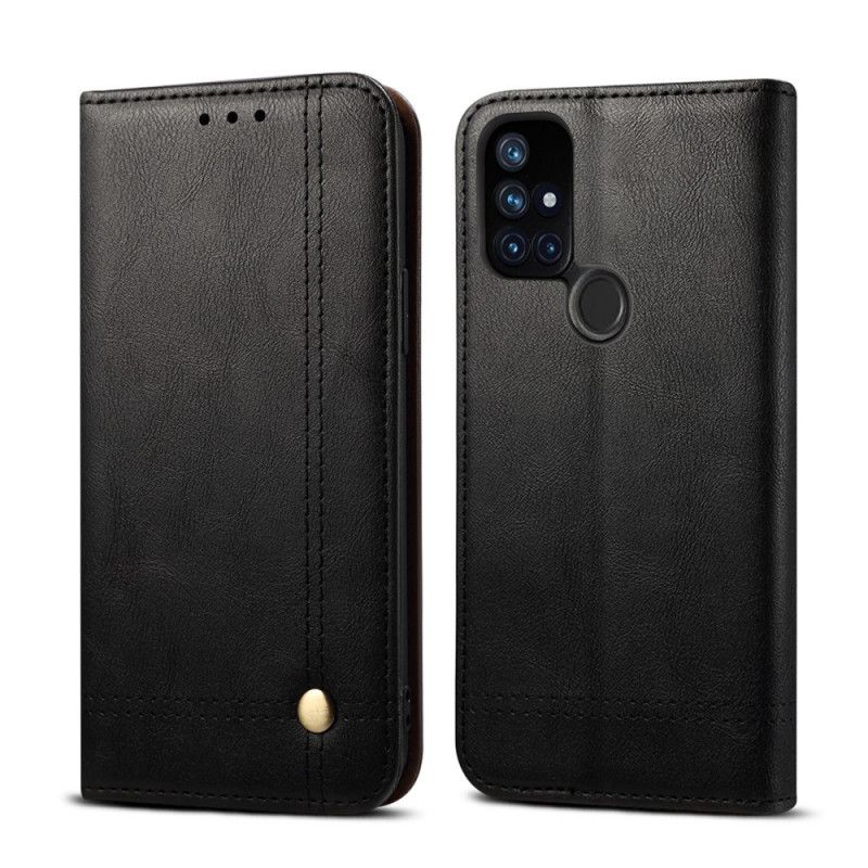 Folio-hoesje voor OnePlus Nord N10 Rood Zwart Gestikt Leereffect