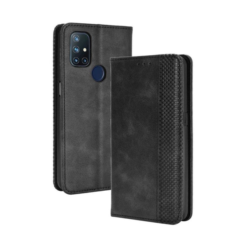 Folio-hoesje voor OnePlus Nord N10 Rood Zwart Gestileerd Vintage Leereffect