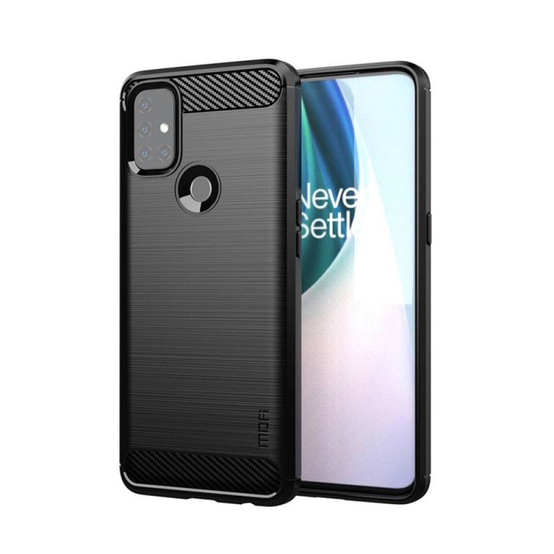 Hoesje OnePlus Nord N10 Grijs Zwart Mofi Geborstelde Koolstofvezel