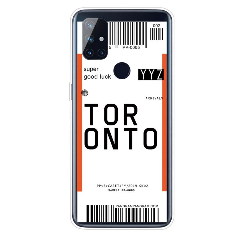 Hoesje voor OnePlus Nord N10 Instapkaart Naar Toronto