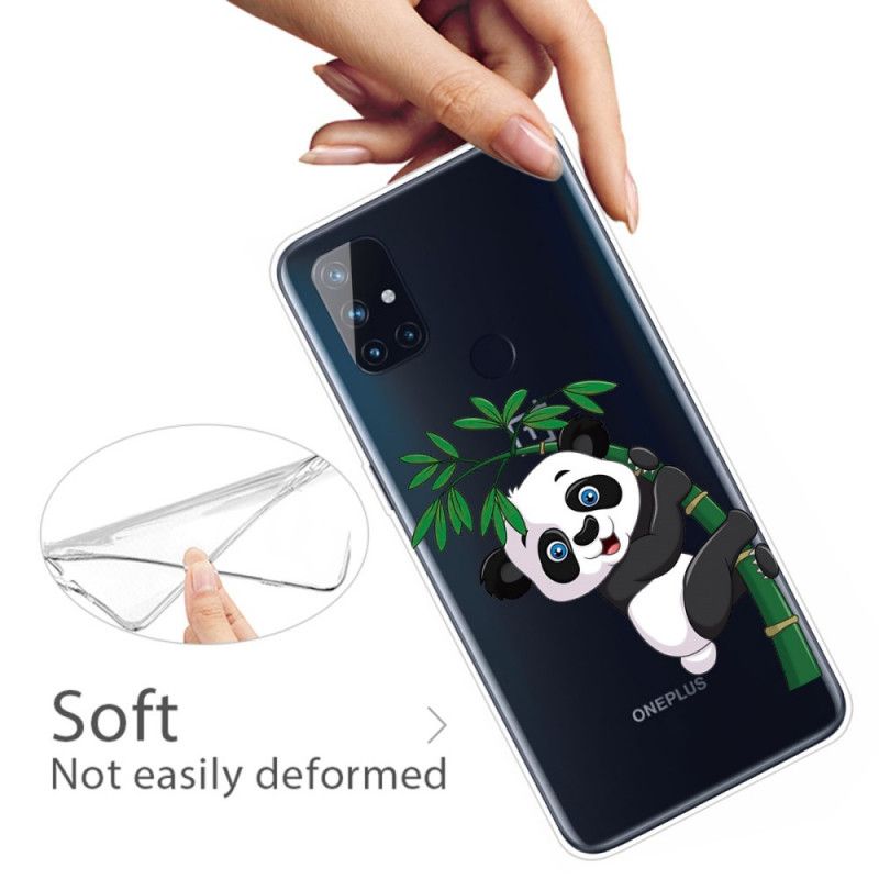 Hoesje voor OnePlus Nord N10 Transparante Panda Op Bamboe