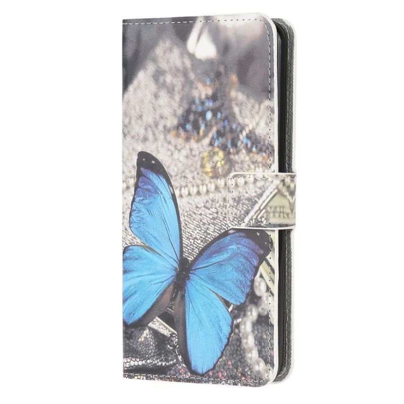 Leren Hoesje OnePlus Nord N10 Blauwe Vlinder