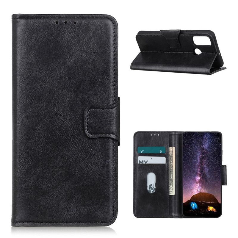 Leren Hoesje OnePlus Nord N10 Groen Zwart Omkeerbare Sluiting In Leereffect