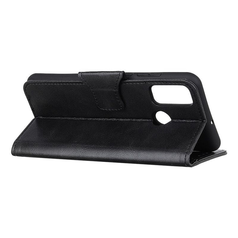Leren Hoesje OnePlus Nord N10 Groen Zwart Omkeerbare Sluiting In Leereffect