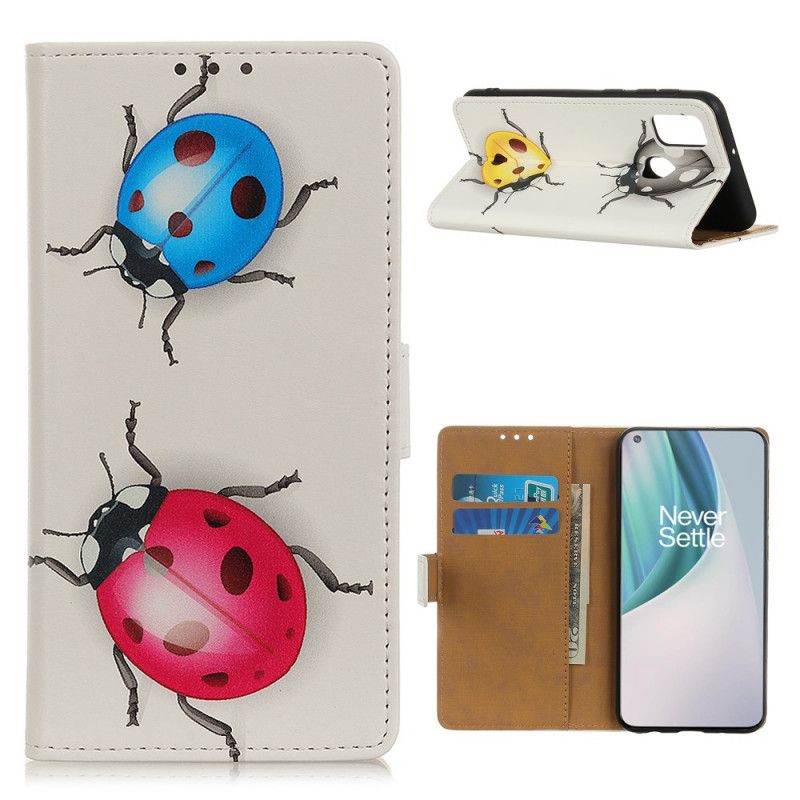 Leren Hoesje OnePlus Nord N10 Lieveheersbeestjes