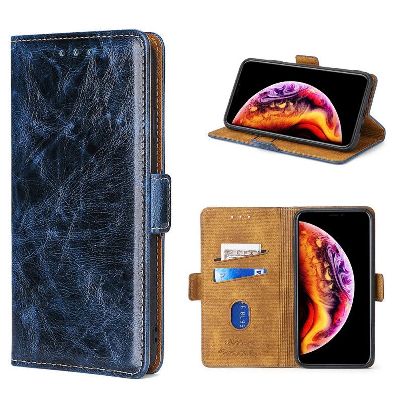 Leren Hoesje OnePlus Nord N10 Paars Donkerblauw Gewaxt Kunstleer