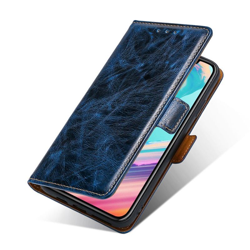 Leren Hoesje OnePlus Nord N10 Paars Donkerblauw Gewaxt Kunstleer