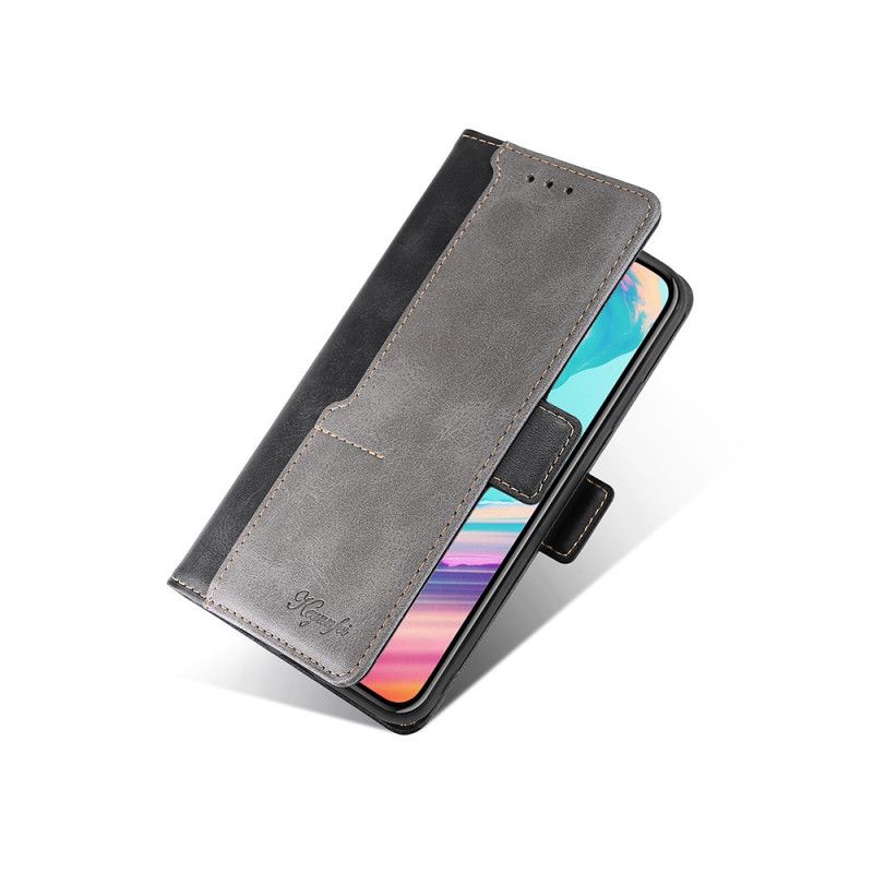 Leren Hoesje OnePlus Nord N10 Rood Grijs Tweekleurige Leerstijl