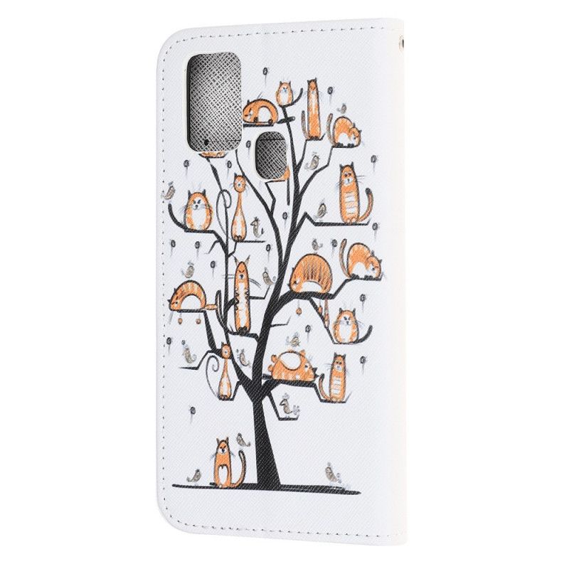 Leren Hoesje OnePlus Nord N10 Telefoonhoesje Funky String Katten