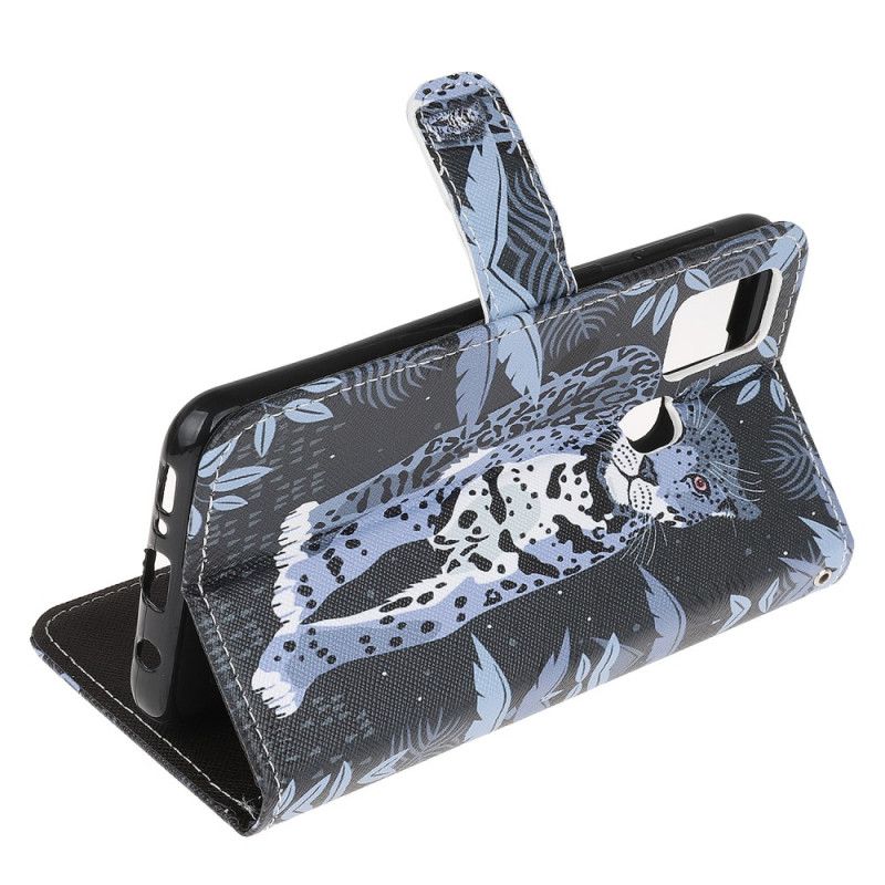 Leren Hoesje OnePlus Nord N10 Telefoonhoesje Luipaard Met String