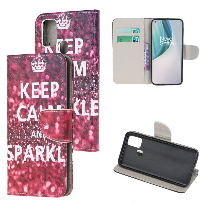 Leren Hoesje voor OnePlus Nord N10 Blijf Kalm En Sprankel