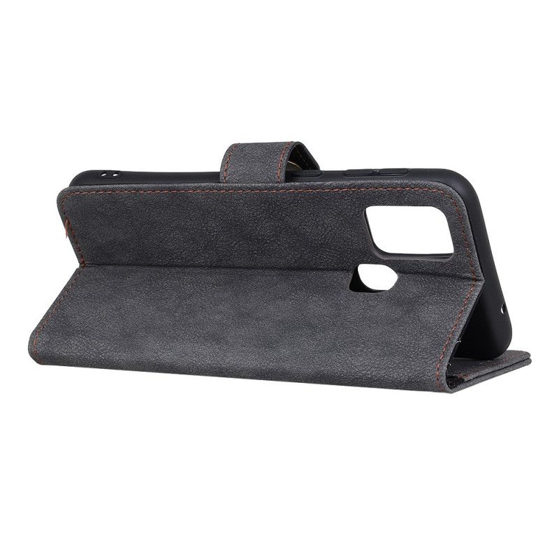 Leren Hoesje voor OnePlus Nord N10 Donkerblauw Zwart Retro Khazneh Splitleer