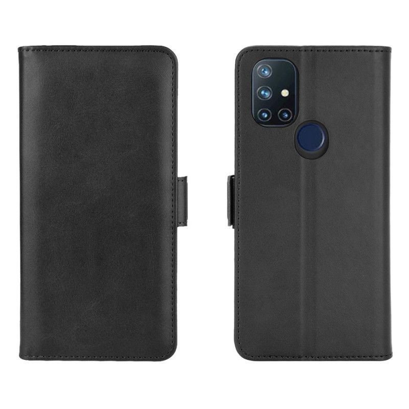 Leren Hoesje voor OnePlus Nord N10 Rood Zwart Dubbele Klep
