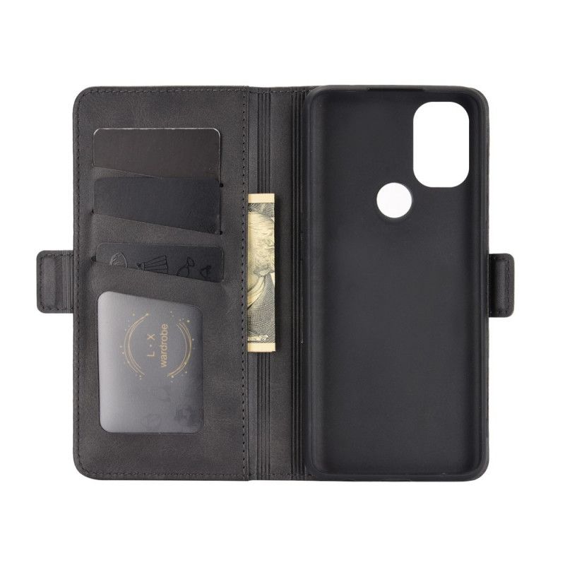 Leren Hoesje voor OnePlus Nord N10 Rood Zwart Dubbele Klep