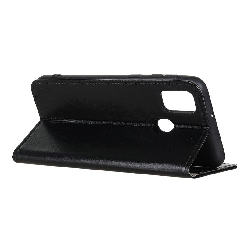 Leren Hoesje voor OnePlus Nord N10 Wit Zwart Eenvoudig Glanzend Leereffect