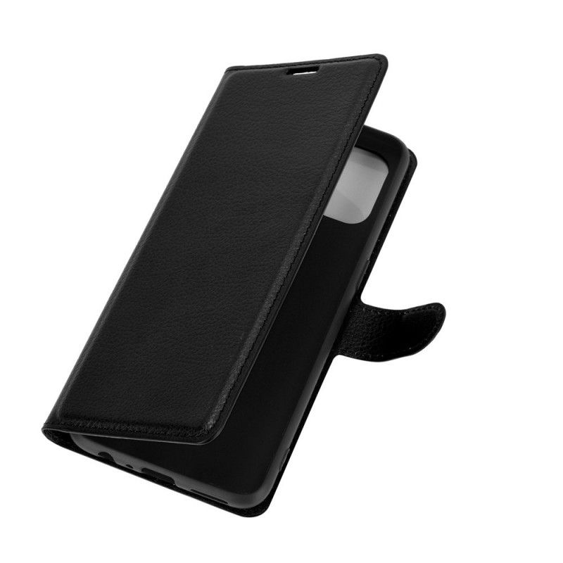 Leren Hoesje voor OnePlus Nord N10 Wit Zwart Klassiek Lychee-Effect