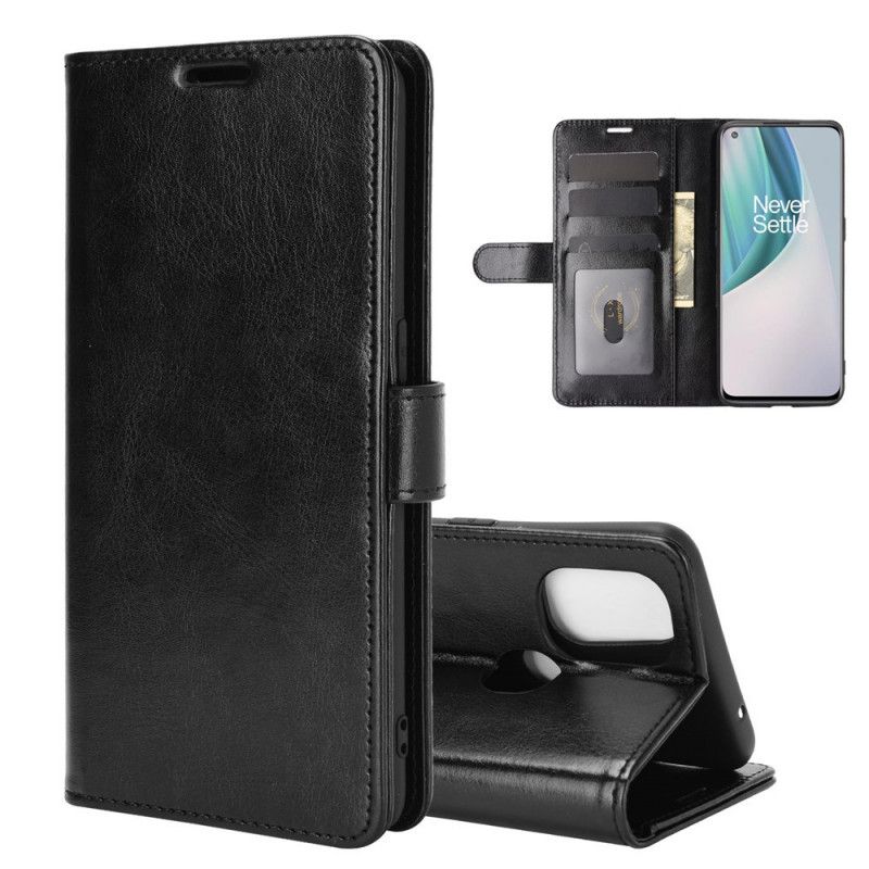Leren Hoesje voor OnePlus Nord N10 Wit Zwart Ultra Kunstleer