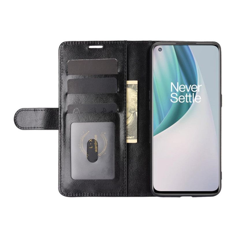 Leren Hoesje voor OnePlus Nord N10 Wit Zwart Ultra Kunstleer