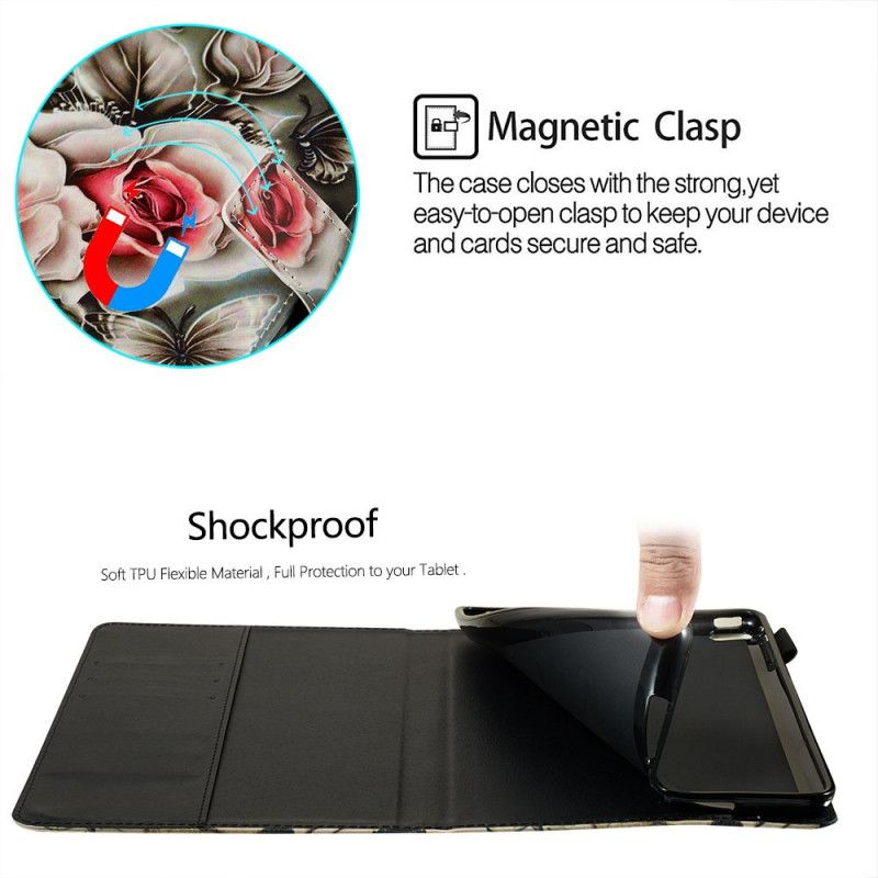 Cover Folio-hoesje Samsung Galaxy Tab A 8" (2019) Telefoonhoesje Donkere Bloemen