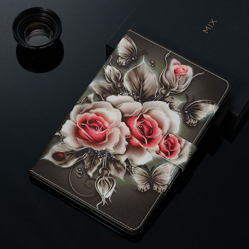Cover Folio-hoesje Samsung Galaxy Tab A 8" (2019) Telefoonhoesje Donkere Bloemen