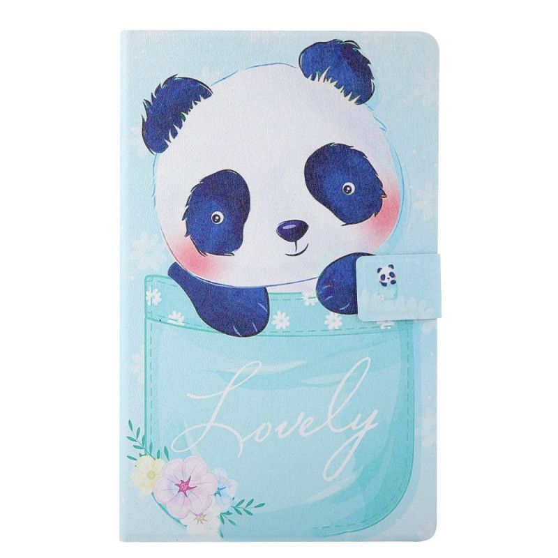 Flip Case Leren Samsung Galaxy Tab A 8" (2019) Lichtblauw Groen Panda-Serie