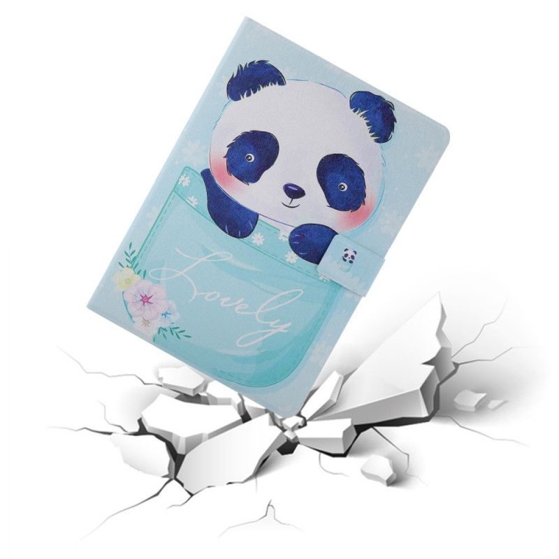 Flip Case Leren Samsung Galaxy Tab A 8" (2019) Lichtblauw Groen Panda-Serie
