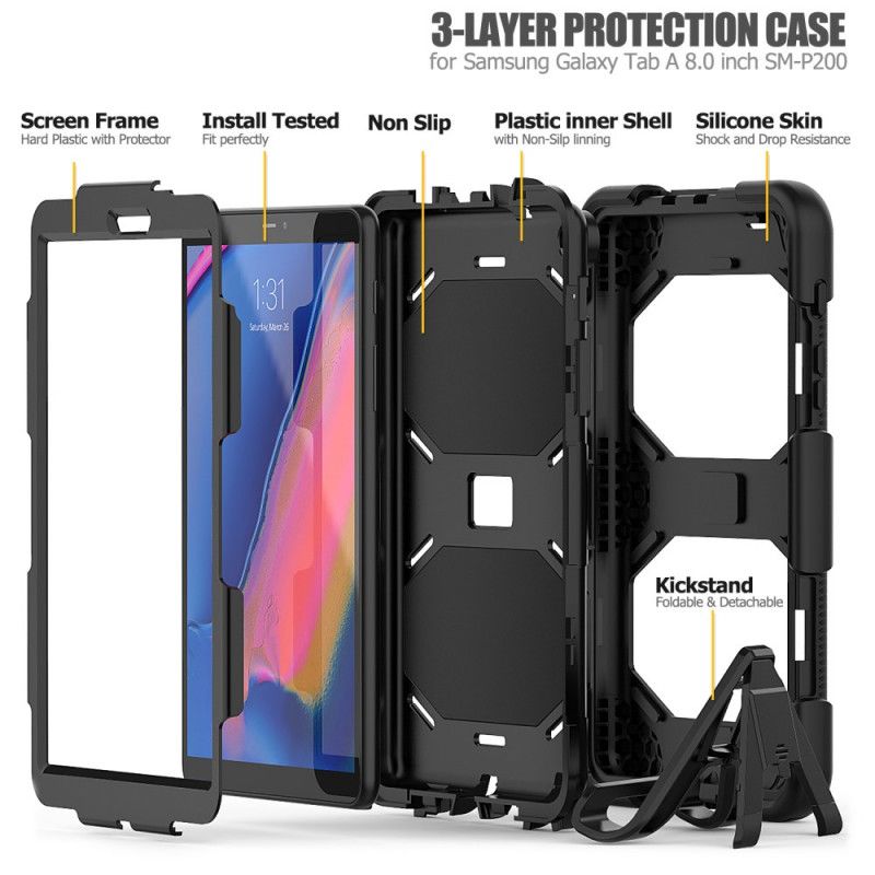 Hoesje voor Samsung Galaxy Tab A 8" (2019) Rood Zwart Robuuste Siliconen