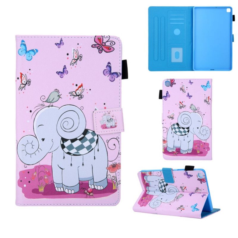 Leren Hoesje Samsung Galaxy Tab A 8" (2019) Groen Roze Olifantenserie