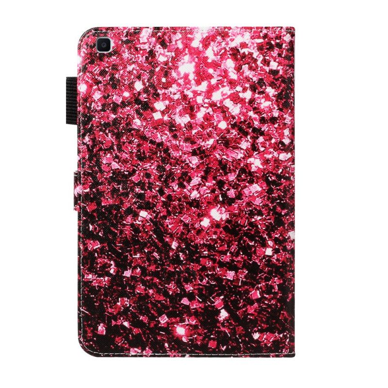 Leren Hoesje Samsung Galaxy Tab A 8" (2019) Lichtblauw Rood Sprankelende Pailletten