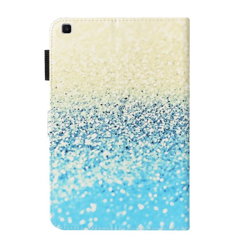 Leren Hoesje Samsung Galaxy Tab A 8" (2019) Lichtblauw Rood Sprankelende Pailletten