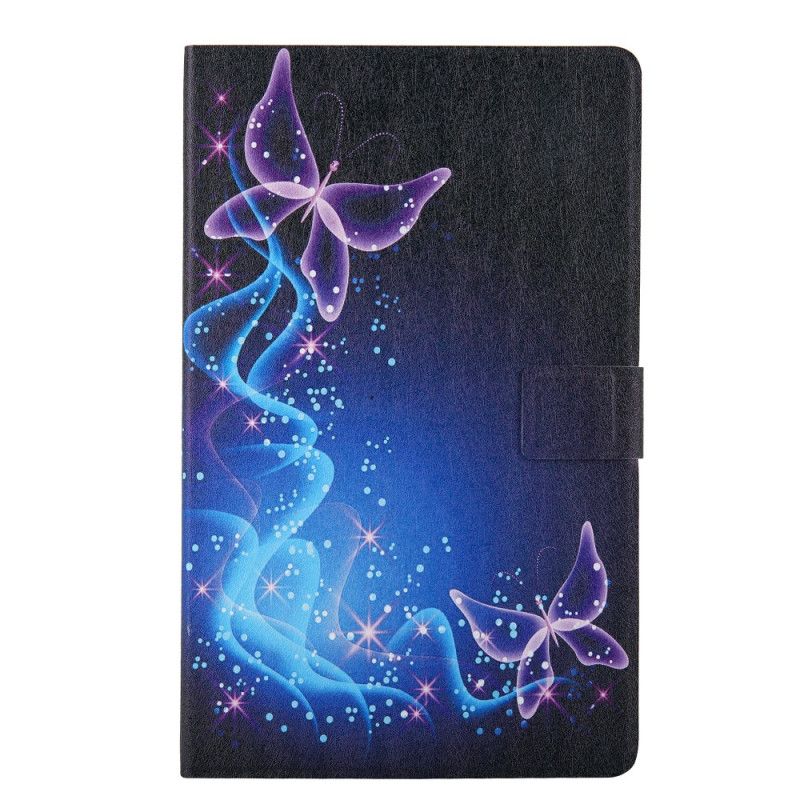 Leren Hoesje Samsung Galaxy Tab A 8" (2019) Paars Zwart Telefoonhoesje Magische Vlinderserie