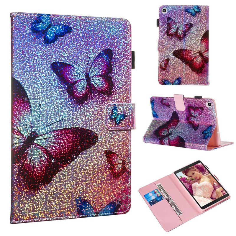 Leren Hoesje Samsung Galaxy Tab A 8" (2019) Telefoonhoesje Glitter Vlinders