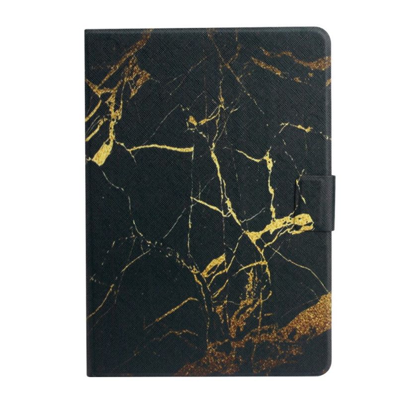 Leren Hoesje voor Samsung Galaxy Tab A 8" (2019) Goud Zwart Gemarmerd Patroon