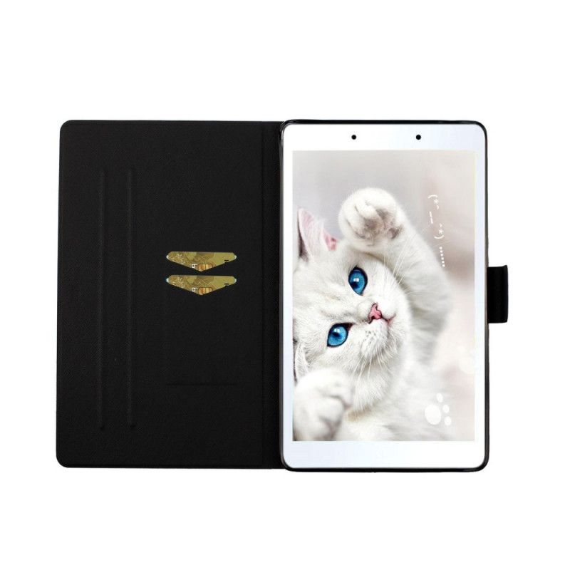 Leren Hoesje voor Samsung Galaxy Tab A 8" (2019) Goud Zwart Gemarmerd Patroon