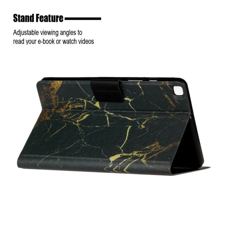 Leren Hoesje voor Samsung Galaxy Tab A 8" (2019) Goud Zwart Gemarmerd Patroon